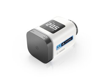 Bosch Smart Home slimme radiatorknop II [+M], slimme thermostaat, flexibel gebruik in het Bosch Smart Home-systeem of fabrikantonafhankelijk in Matter-systemen, antraciet