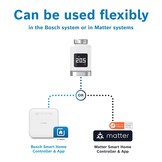 Bosch Smart Home slimme radiatorknop II [+M], slimme thermostaat, flexibel gebruik in het Bosch Smart Home-systeem of fabrikantonafhankelijk in Matter-systemen, antraciet