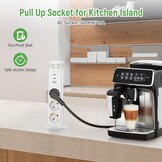 Inschuifbaar tafelstopcontact, 2 USB C PD 20 W, inbouwstopcontact, inschuifbaar, 3-voudig met USB, intrekbaar stopcontact met USB voor werkblad, keuken, kantoor, inbouwstekkerdoos met USB, 1,8 m kabel