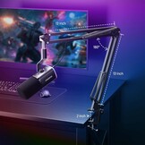 MAONO Dynamische gamingmicrofoon met boomarm: XLR/USB Podcast-microfoon met software, dempknop, versterkingsregeling, RGB-pc-microfoon voor streaming, opname, PS4/PS5, YouTube-contentcreatie PD100XS