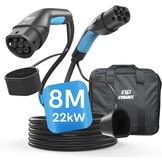 EVDANCE Type 2 oplaadkabel 22 kW | 32 A | 8 m | 3-fasen | type 2 naar type 2 | met tas voor E Auto EV/PHEV, compatibel met 3/S/X/Y, i3, ID.3, ID.4, E-Tron, IONIQ 5, ZOE, Kona EV, 500e, EQC
