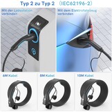 EVDANCE Type 2 oplaadkabel 22 kW | 32 A | 8 m | 3-fasen | type 2 naar type 2 | met tas voor E Auto EV/PHEV, compatibel met 3/S/X/Y, i3, ID.3, ID.4, E-Tron, IONIQ 5, ZOE, Kona EV, 500e, EQC