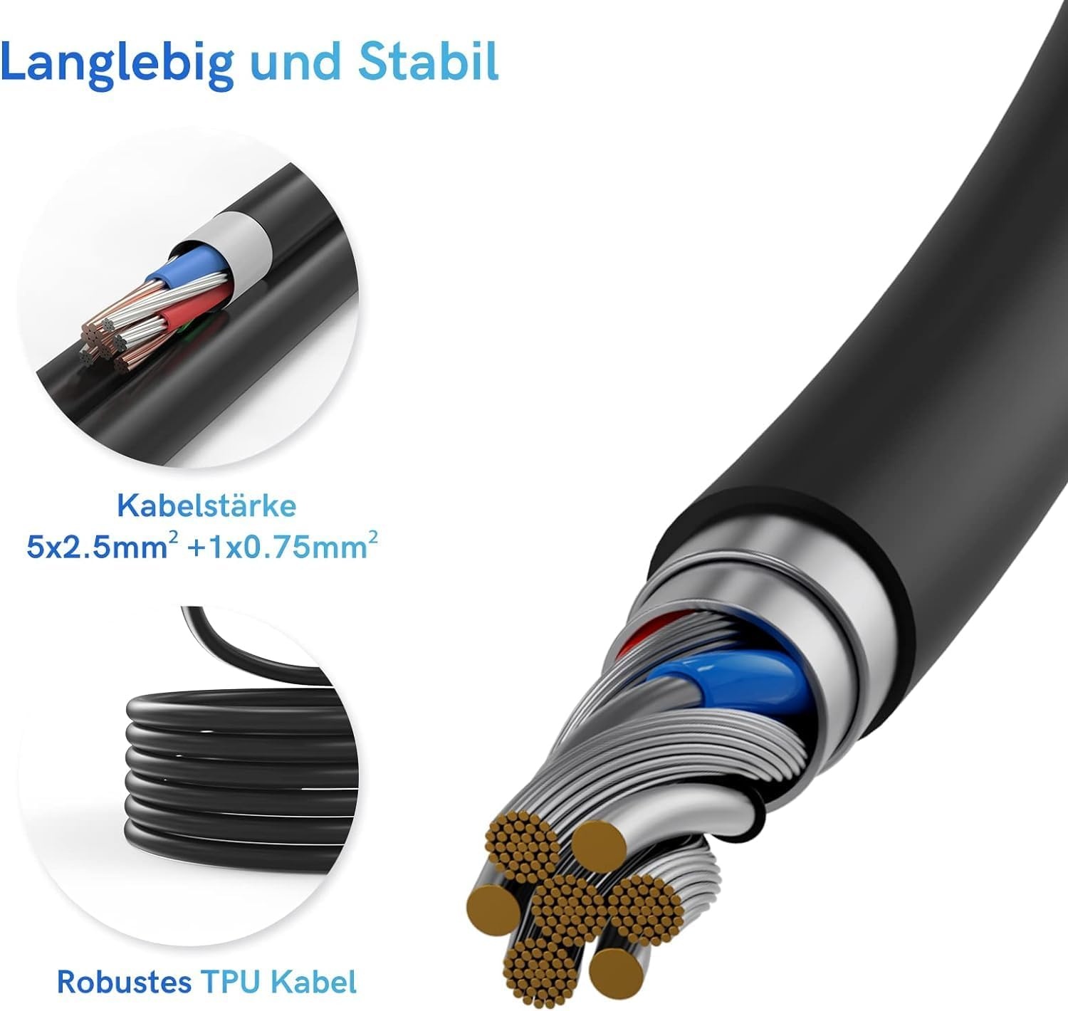 EVDANCE Type 2 oplaadkabel 22 kW | 32 A | 8 m | 3-fasen | type 2 naar type 2 | met tas voor E Auto EV/PHEV, compatibel met 3/S/X/Y, i3, ID.3, ID.4, E-Tron, IONIQ 5, ZOE, Kona EV, 500e, EQC