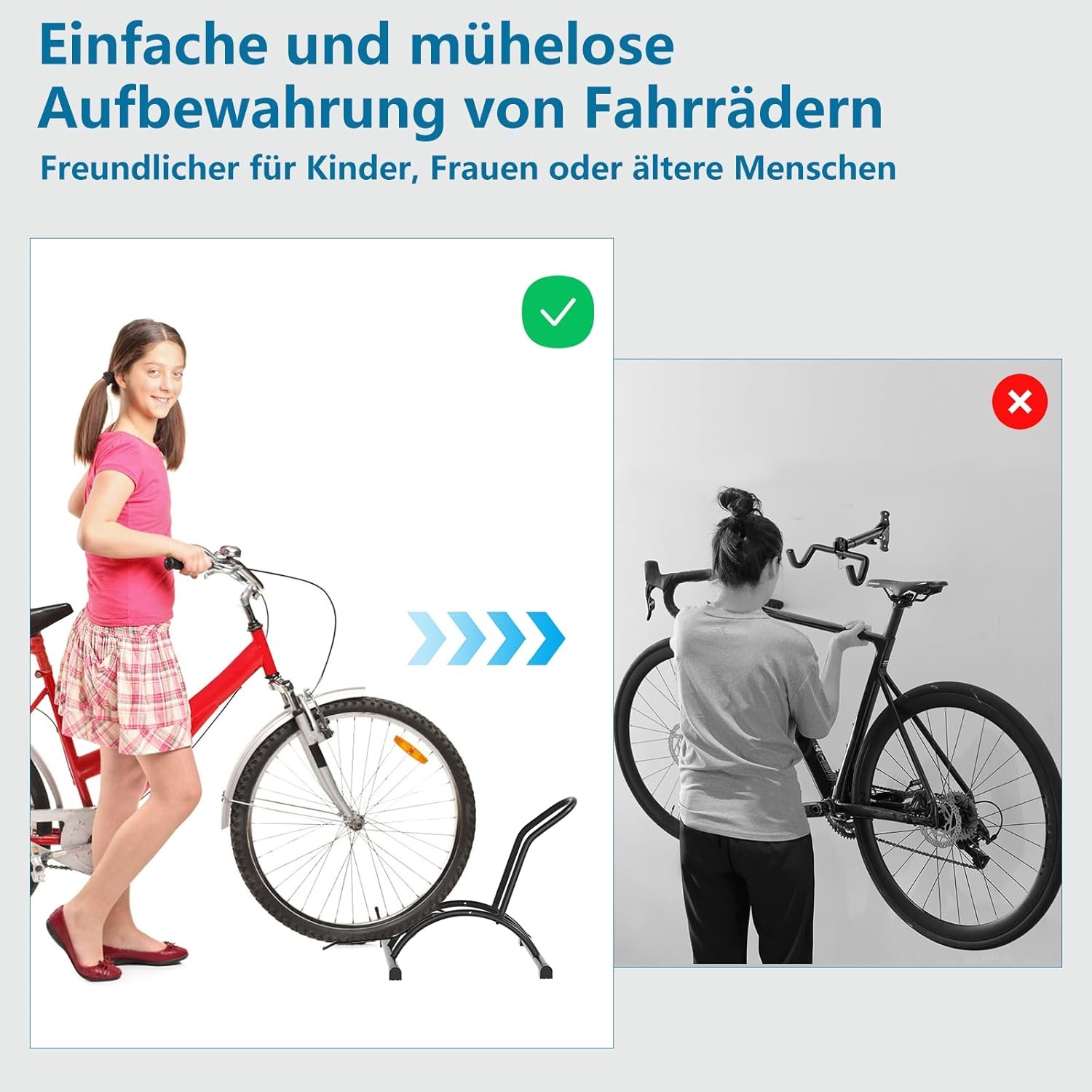 Urban Deco Fietsstandaard, vrijstaande fietsstandaard, professionele fietshouder, fietshouder voor mountainbike, e-bike, MTB, racefiets, zwart