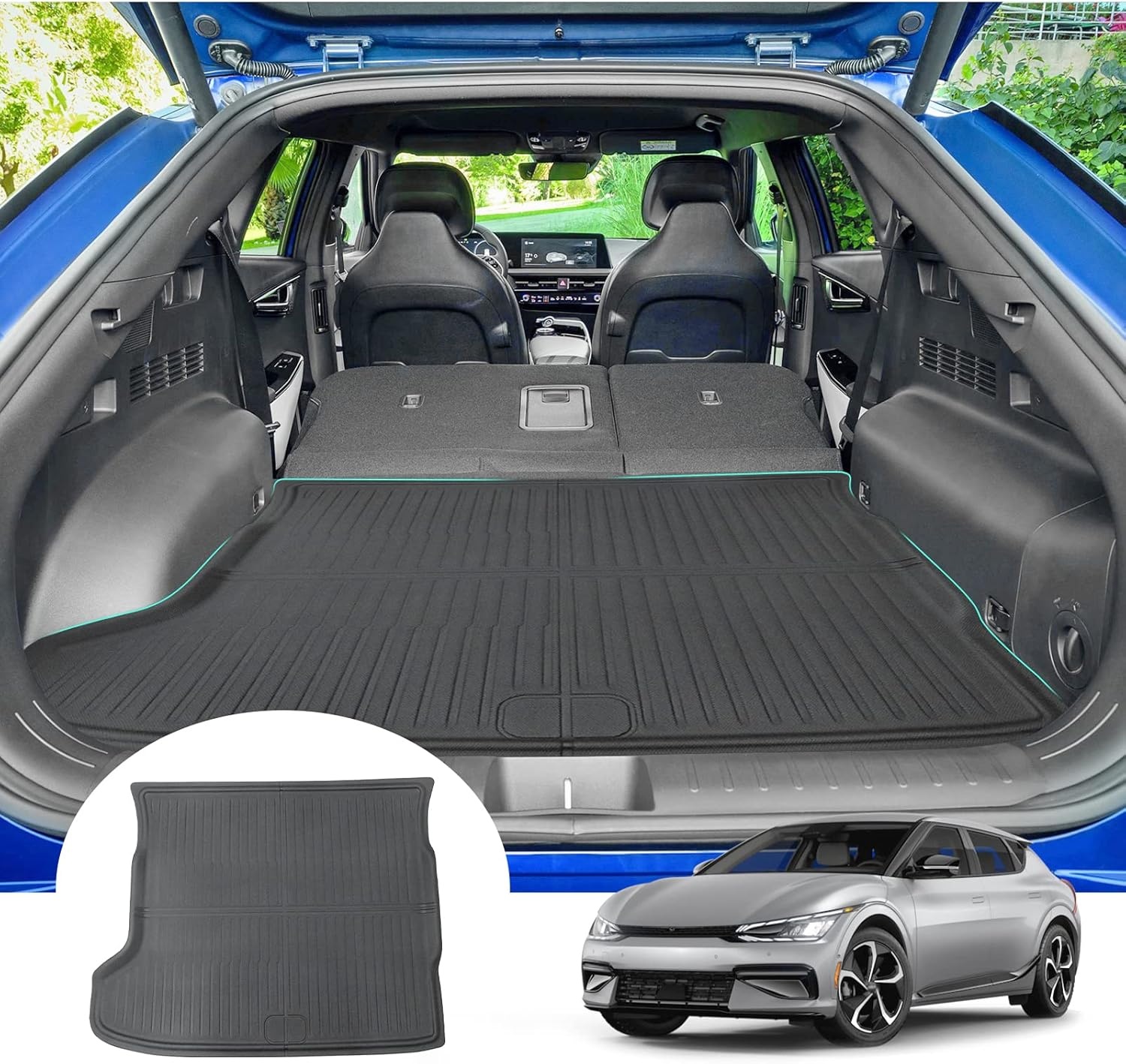 GAFAT Ki-a EV6 2021-2024 2025 Kofferbakmat, EV6 2025 Kofferbakmat, Hoge Rand, Matten TPE Originele 3D-Scanner, Compatibel met Kia EV6 Accessoires