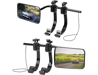SUPAREE Convexe sleepspiegels voor caravans, caravanspiegels voor auto's, universele sleepspiegelverlengingen met klemmen en rubberen riemen, veilig voor camper, touring paar