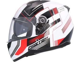 Shiro HEMETS SH-667 Faster integraalhelm wit en rood met zonnebril (L)