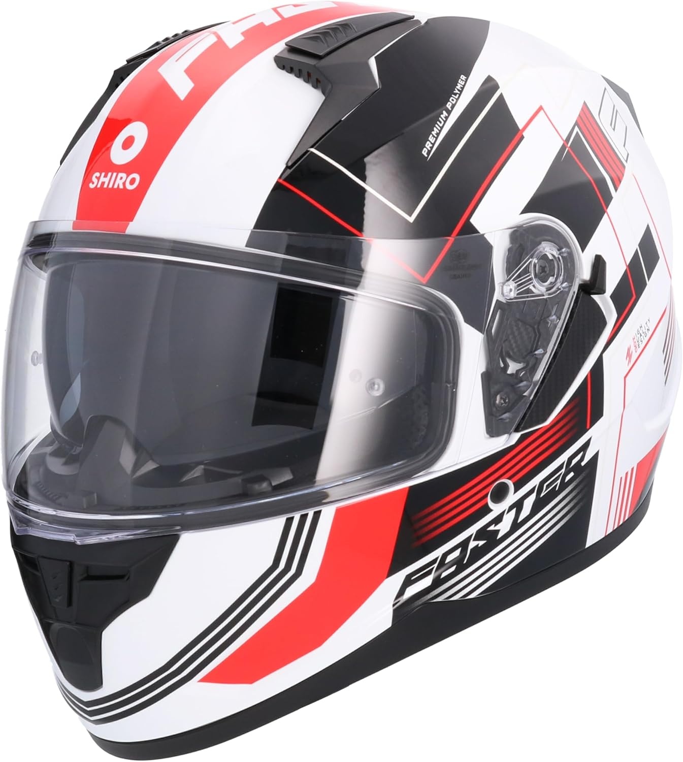 Shiro HEMETS SH-667 Faster integraalhelm wit en rood met zonnebril (L)