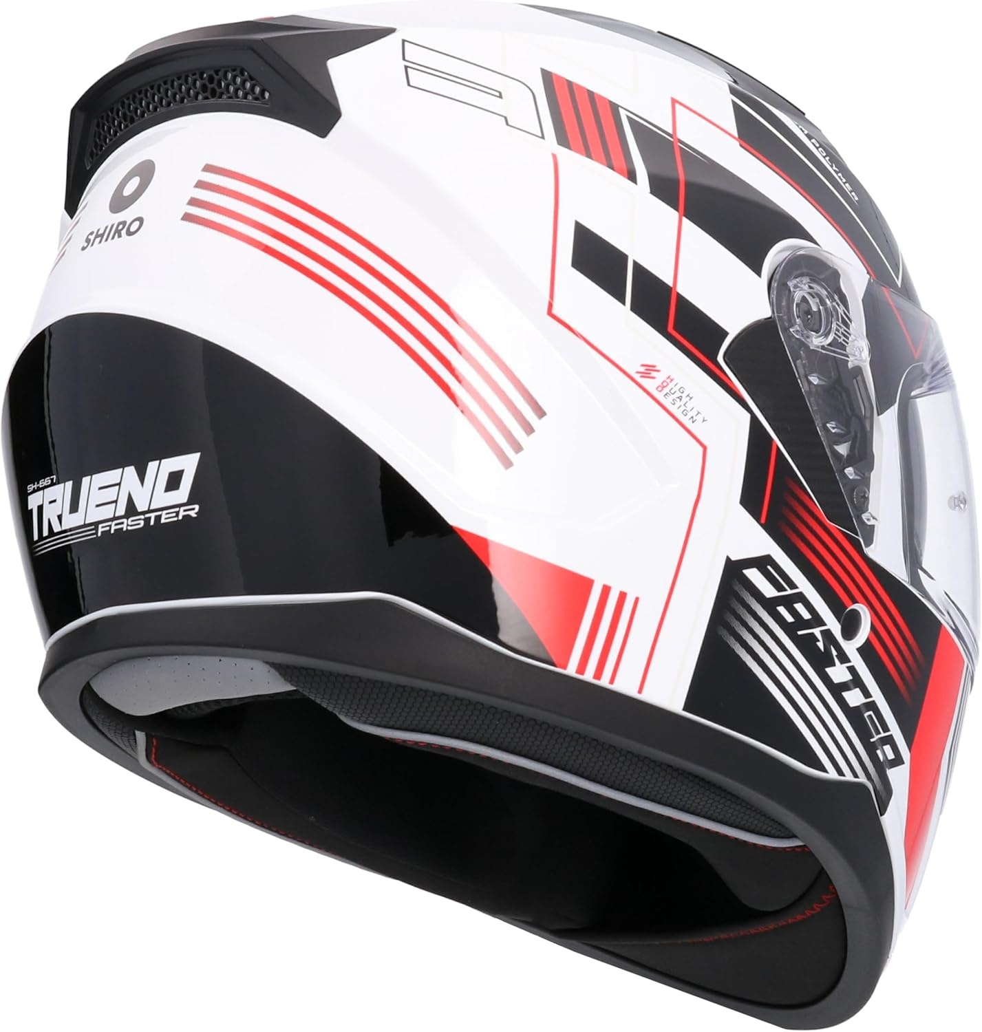Shiro HEMETS SH-667 Faster integraalhelm wit en rood met zonnebril (L)