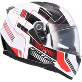 Shiro HEMETS SH-667 Faster integraalhelm wit en rood met zonnebril (L)