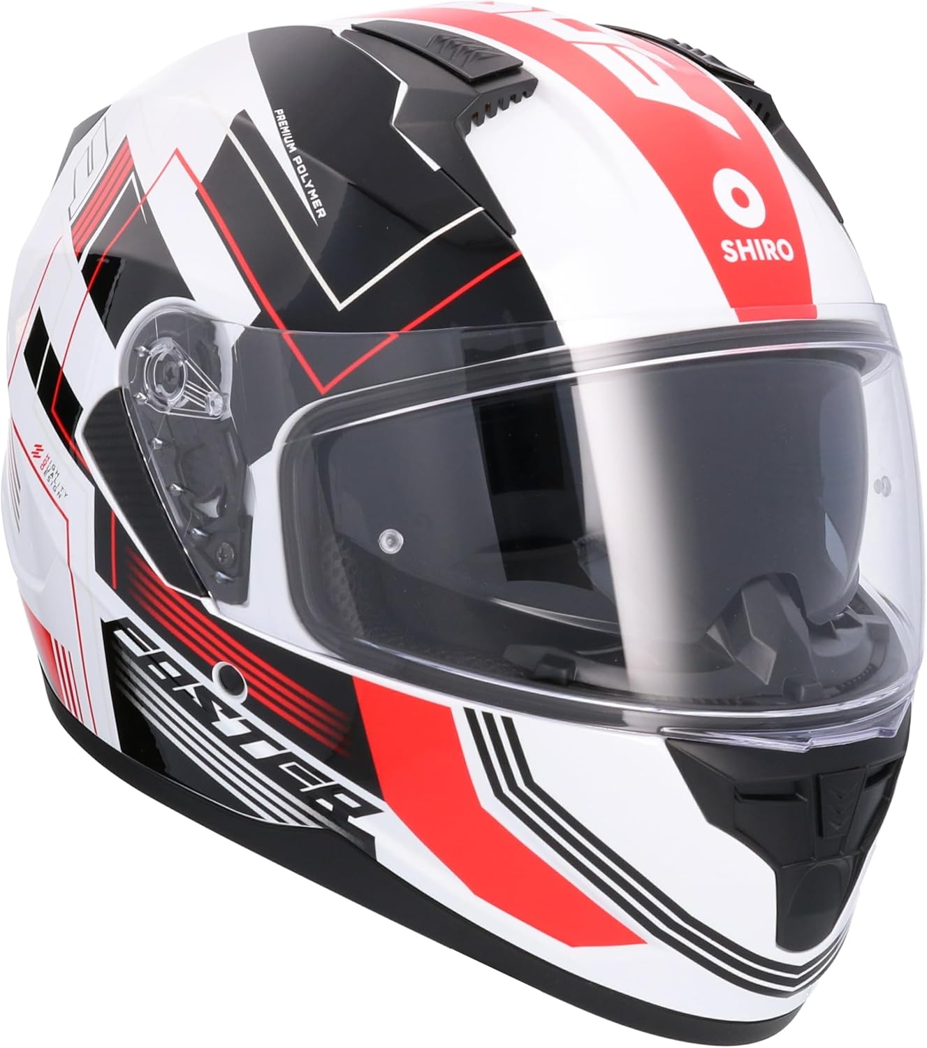 Shiro HEMETS SH-667 Faster integraalhelm wit en rood met zonnebril (L)