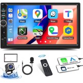 CAMECHO 2-DIN Autoradio met Apple CarPlay & Android Auto, 7 inch Touchscreen, Bluetooth, GPS & Achteruitrijcamera