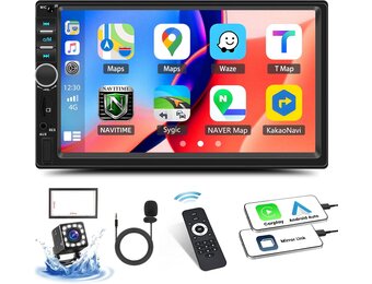 CAMECHO 2-DIN Autoradio met Apple CarPlay & Android Auto, 7 inch Touchscreen, Bluetooth, GPS & Achteruitrijcamera