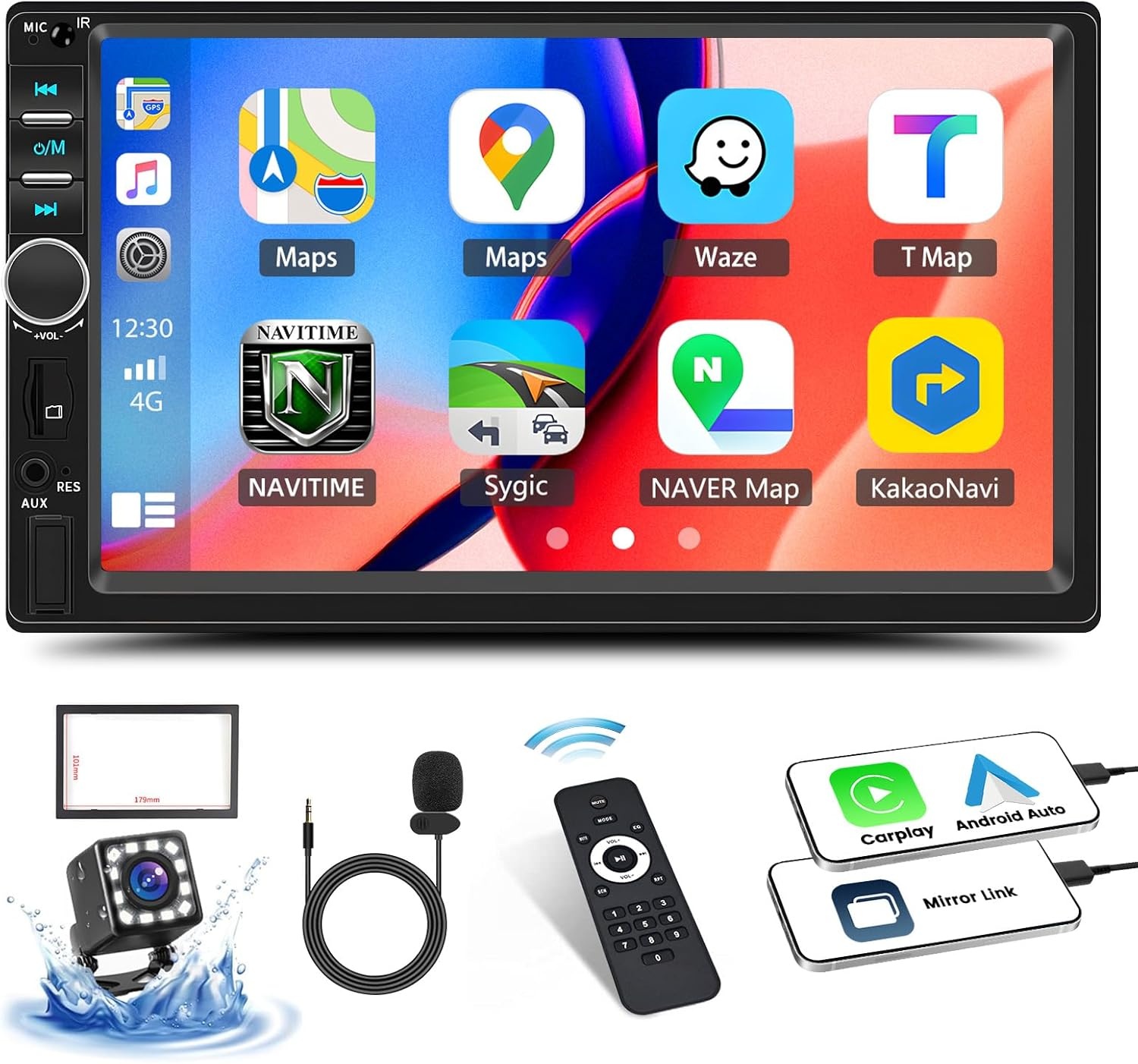 CAMECHO 2-DIN Autoradio met Apple CarPlay & Android Auto, 7 inch Touchscreen, Bluetooth, GPS & Achteruitrijcamera