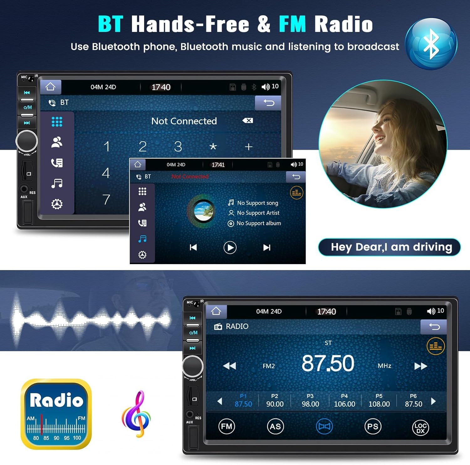 CAMECHO 2-DIN Autoradio met Apple CarPlay & Android Auto, 7 inch Touchscreen, Bluetooth, GPS & Achteruitrijcamera