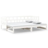 vidaXL Slaapbank uitschuifbaar massief grenenhout wit 2x(90x200) cm