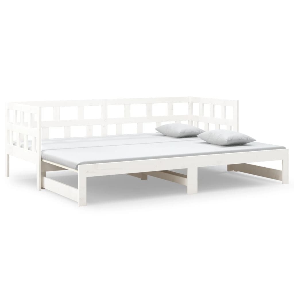 vidaXL Slaapbank uitschuifbaar massief grenenhout wit 2x(90x200) cm