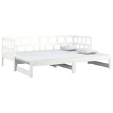 vidaXL Slaapbank uitschuifbaar massief grenenhout wit 2x(90x200) cm