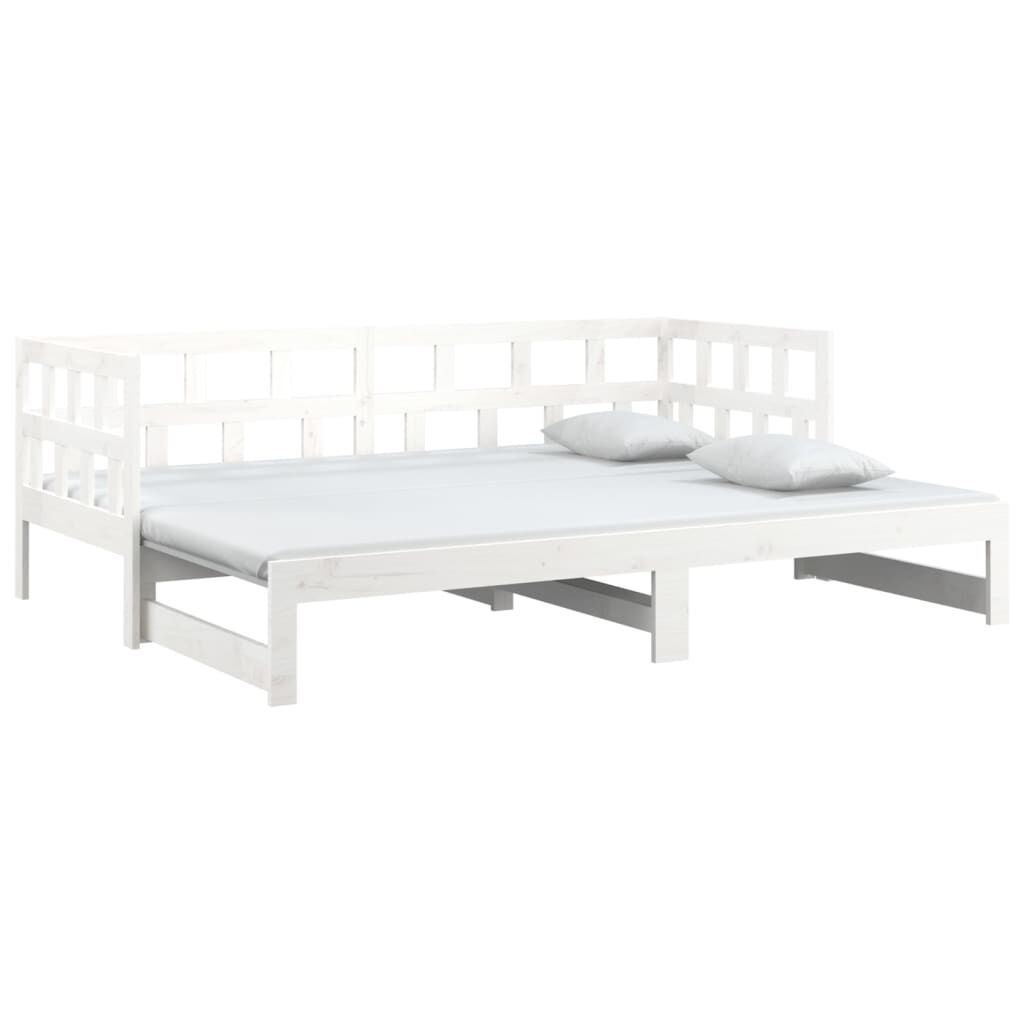 vidaXL Slaapbank uitschuifbaar massief grenenhout wit 2x(90x200) cm