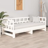 vidaXL Slaapbank uitschuifbaar massief grenenhout wit 2x(90x200) cm