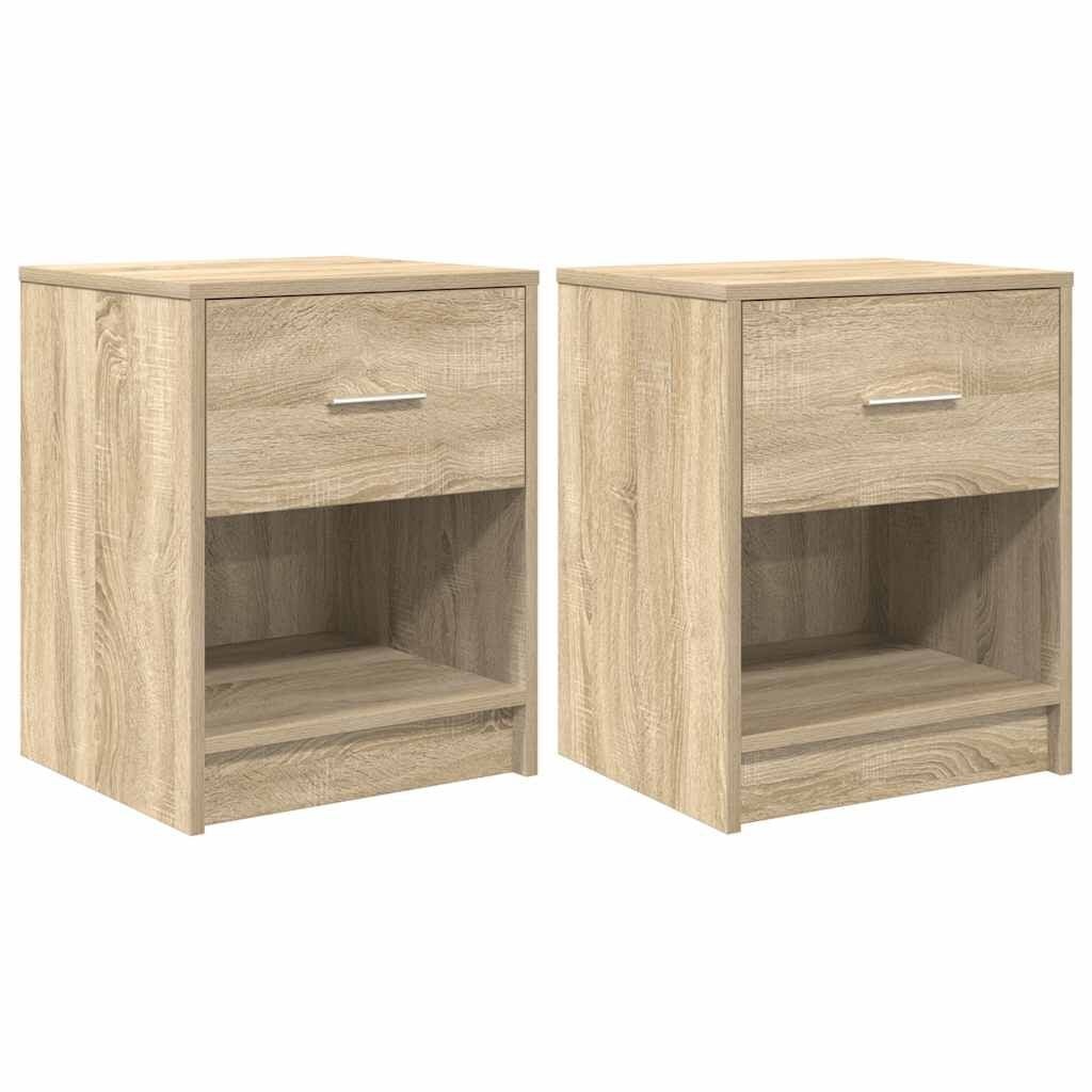 vidaXL Nachtkastjes 2 st met lade 40x34x50 cm sonoma eikenkleurig