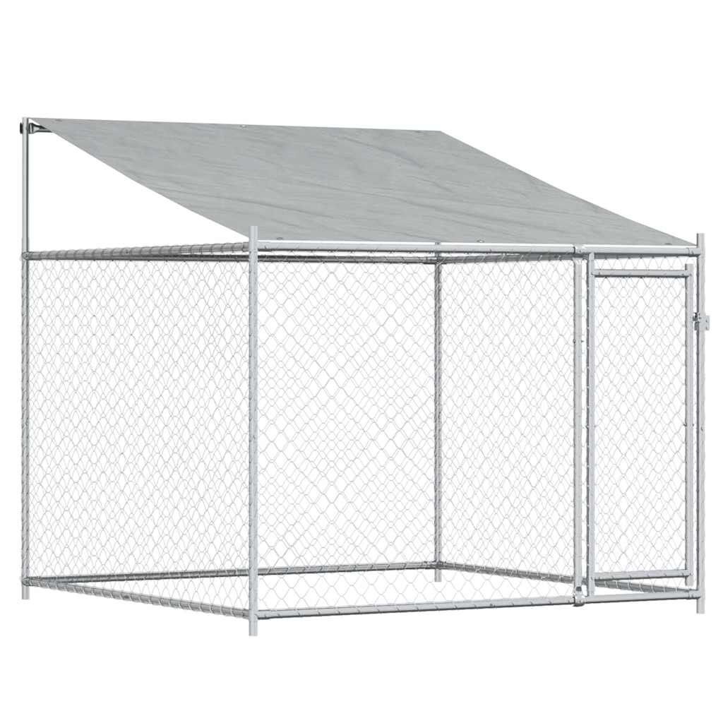 vidaXL Hondenhok met dak en deur 2x2x2 m gegalvaniseerd staal grijs