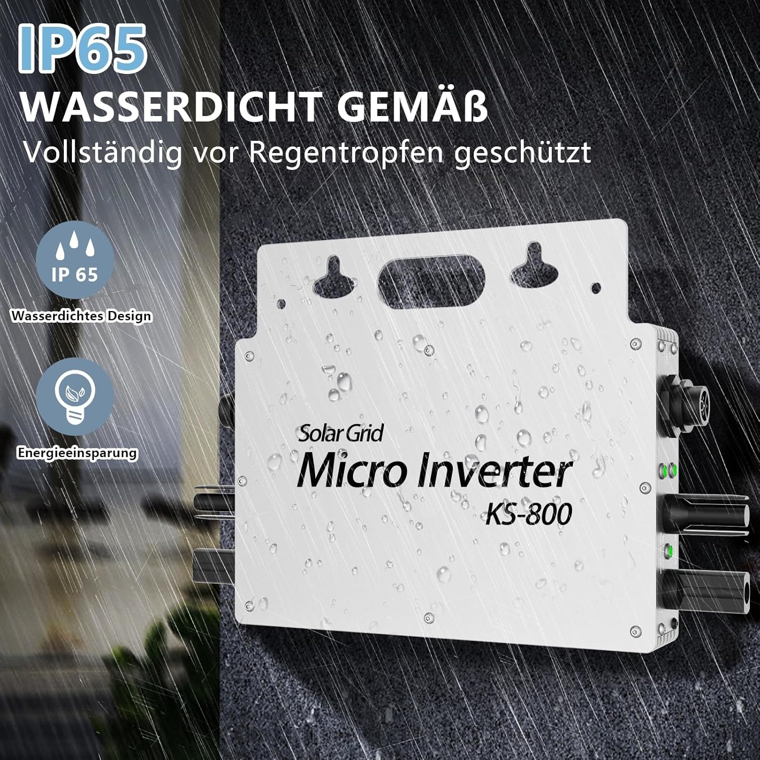 800W Balkon Zonne-energie Omvormer met WLAN App - Pure Sinusgolf, IP65 Waterdicht, 10 Jaar Garantie