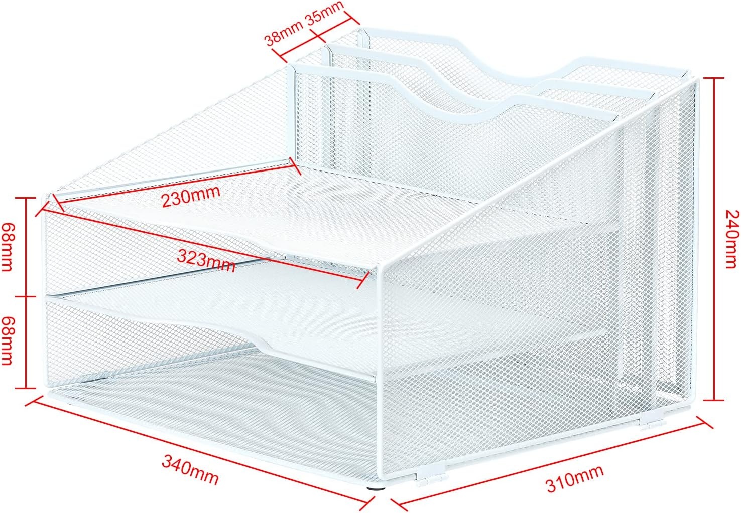 EasyPAG 3 Tier Desktop A4 Mesh in Lade Office Bureau Tidy File Houder Papier Organizer Tijdschrift Opslag Plank Archiefrek, Wit