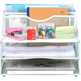 EasyPAG 3 Tier Desktop A4 Mesh in Lade Office Bureau Tidy File Houder Papier Organizer Tijdschrift Opslag Plank Archiefrek, Wit
