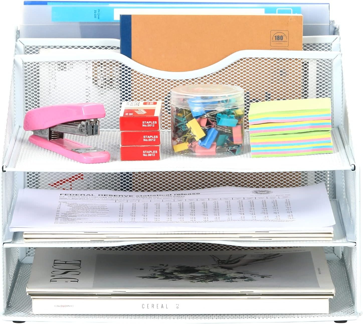 EasyPAG 3 Tier Desktop A4 Mesh in Lade Office Bureau Tidy File Houder Papier Organizer Tijdschrift Opslag Plank Archiefrek, Wit