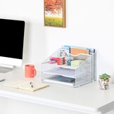EasyPAG 3 Tier Desktop A4 Mesh in Lade Office Bureau Tidy File Houder Papier Organizer Tijdschrift Opslag Plank Archiefrek, Wit