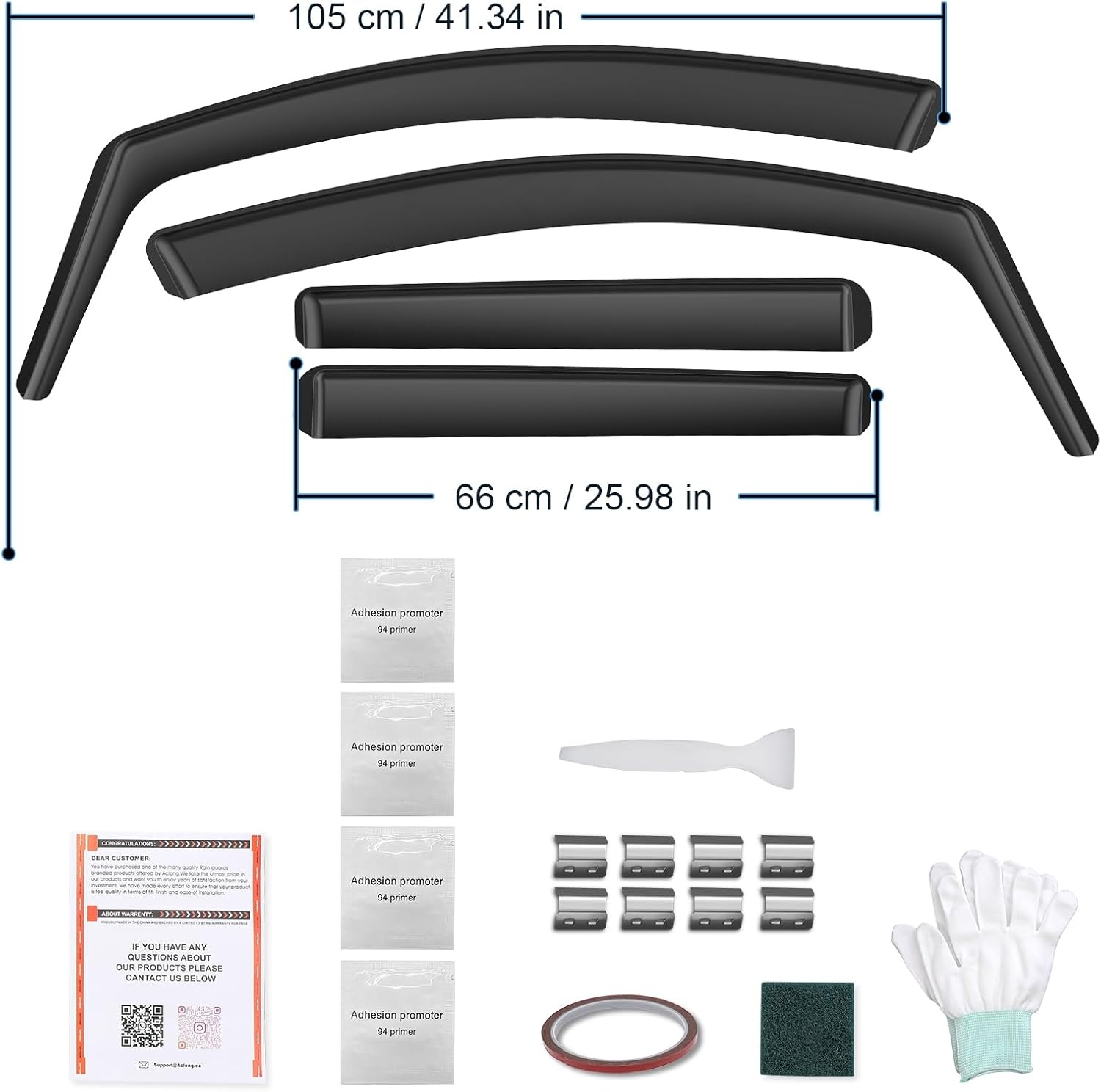 GEARMONSTER Windgeleider, zwart, compatibel met VW TOU-Ran 2004-2015, autoruiten, regenbescherming, regenbescherming, geïntegreerde deflectoren, geïntegreerde windgeleider, 4 stuks
