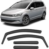 GEARMONSTER Windgeleider, zwart, compatibel met VW TOU-Ran 2004-2015, autoruiten, regenbescherming, regenbescherming, geïntegreerde deflectoren, geïntegreerde windgeleider, 4 stuks