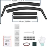 GEARMONSTER Windgeleider, zwart, compatibel met VW TOU-Ran 2004-2015, autoruiten, regenbescherming, regenbescherming, geïntegreerde deflectoren, geïntegreerde windgeleider, 4 stuks