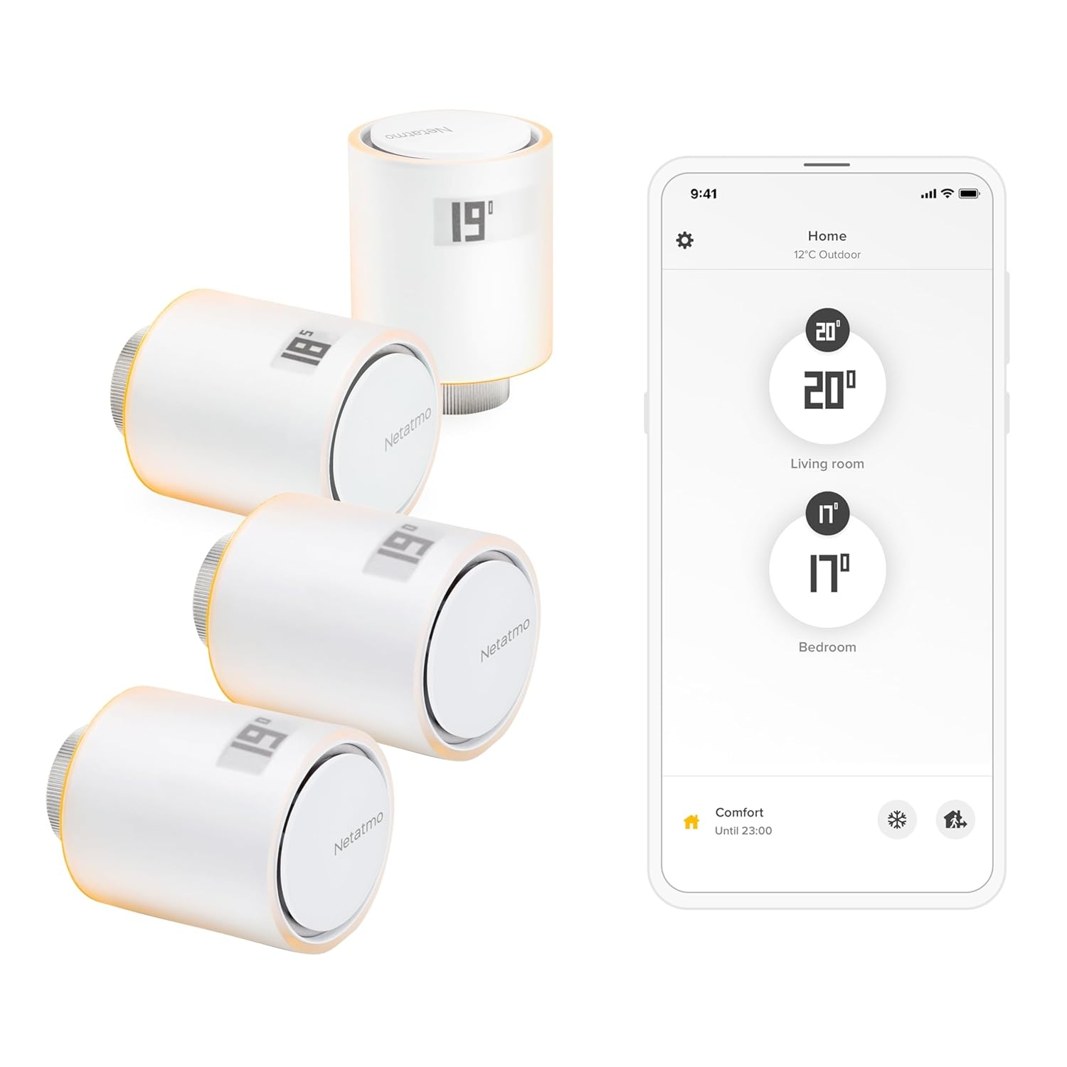 Netatmo Slimme Radiatorkraan| Bediening op Afstand | Energiebesparing | Accessoire voor de Slimme Thermostaat en voor het Pakket voor collectieve verwarming, NAV -AMZ