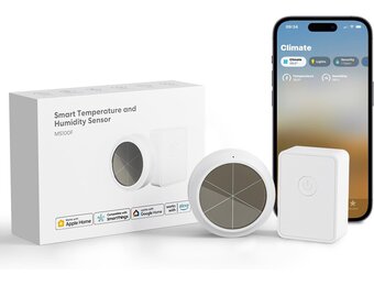 Meross WLAN Hygrometer Thermometer Indoor, inclusief een Meross Hub, slimme temperatuur- en vochtigheidssensor met app-melding, compatibel met Apple HomeKit, Alexa, Google Home, SmartThings - Maat starterset Met hub