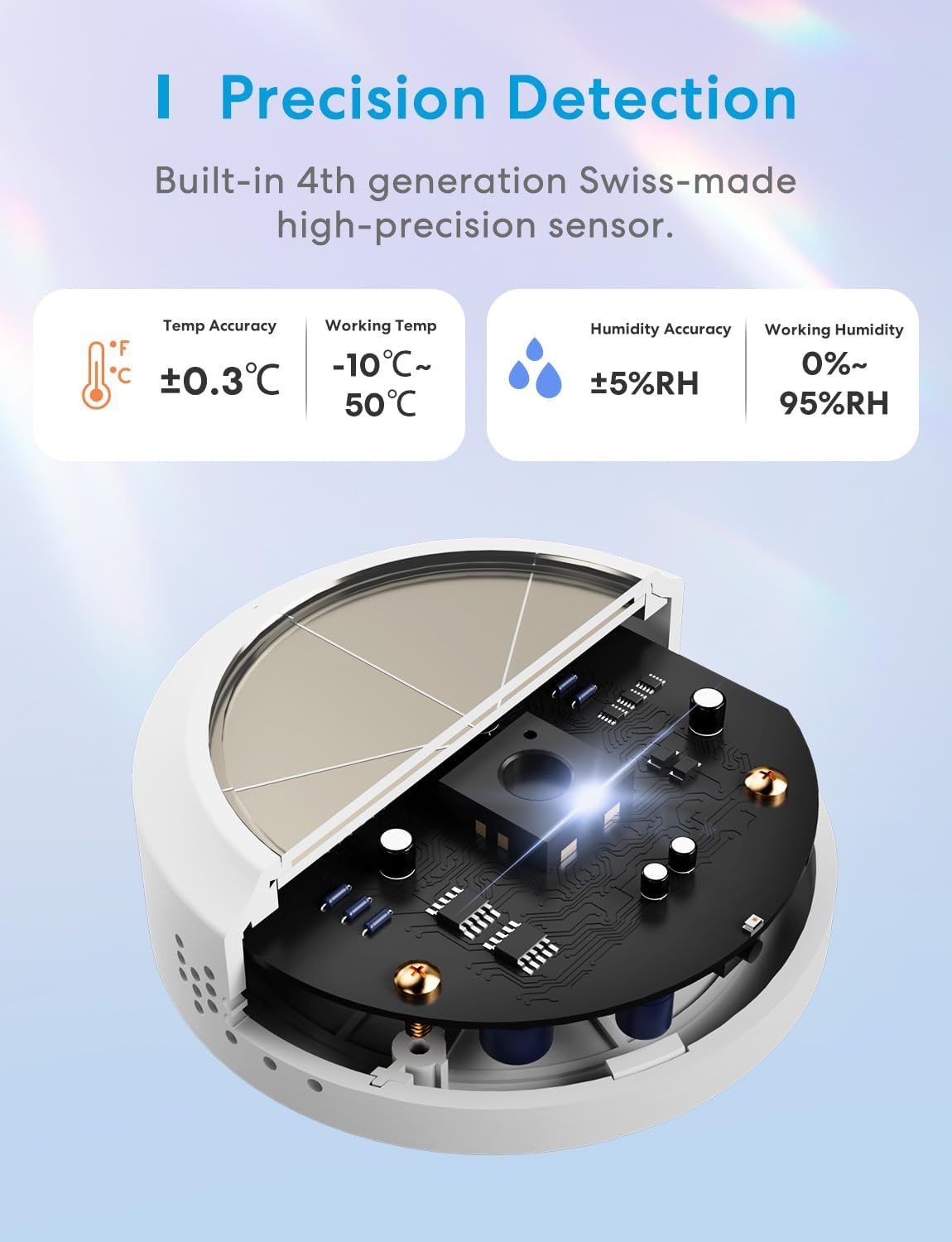 Meross WLAN Hygrometer Thermometer Indoor, inclusief een Meross Hub, slimme temperatuur- en vochtigheidssensor met app-melding, compatibel met Apple HomeKit, Alexa, Google Home, SmartThings - Maat starterset Met hub