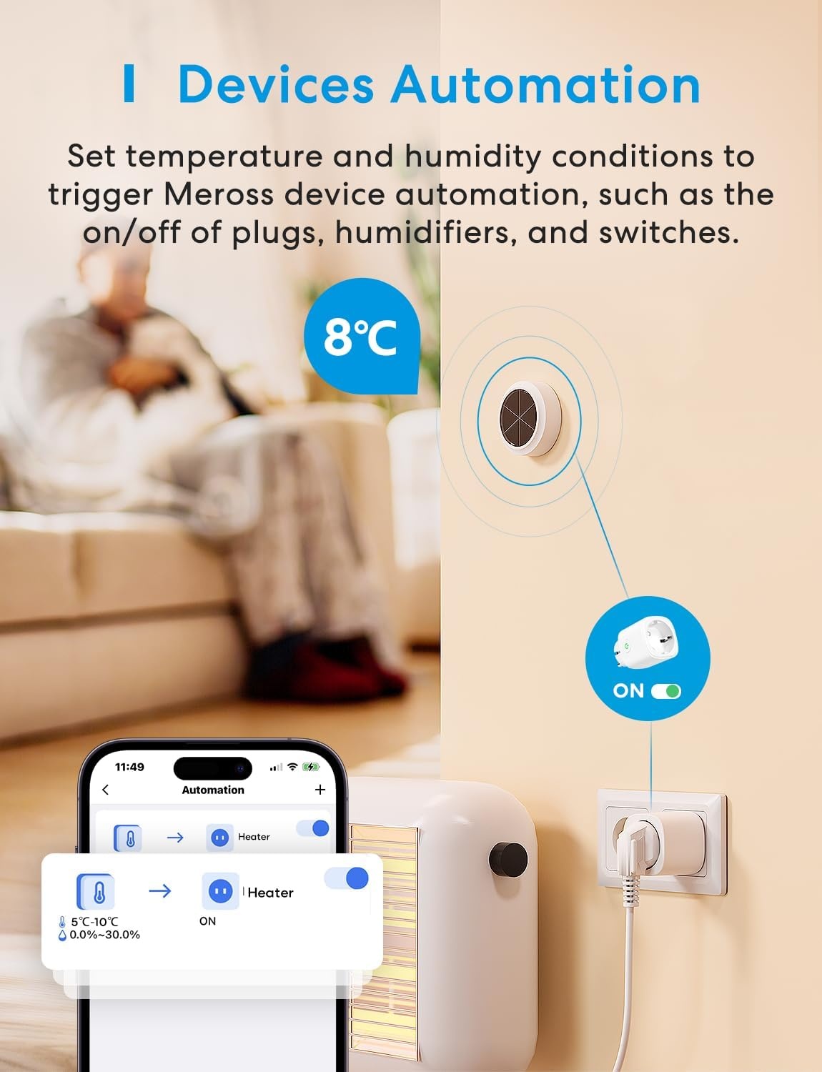 Meross WLAN Hygrometer Thermometer Indoor, inclusief een Meross Hub, slimme temperatuur- en vochtigheidssensor met app-melding, compatibel met Apple HomeKit, Alexa, Google Home, SmartThings - Maat starterset Met hub