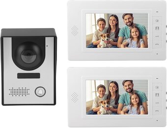 Wired Video Intercom Systeem met Dubbele 7" LCD Monitor, Nachtzicht Camera en Deuropener