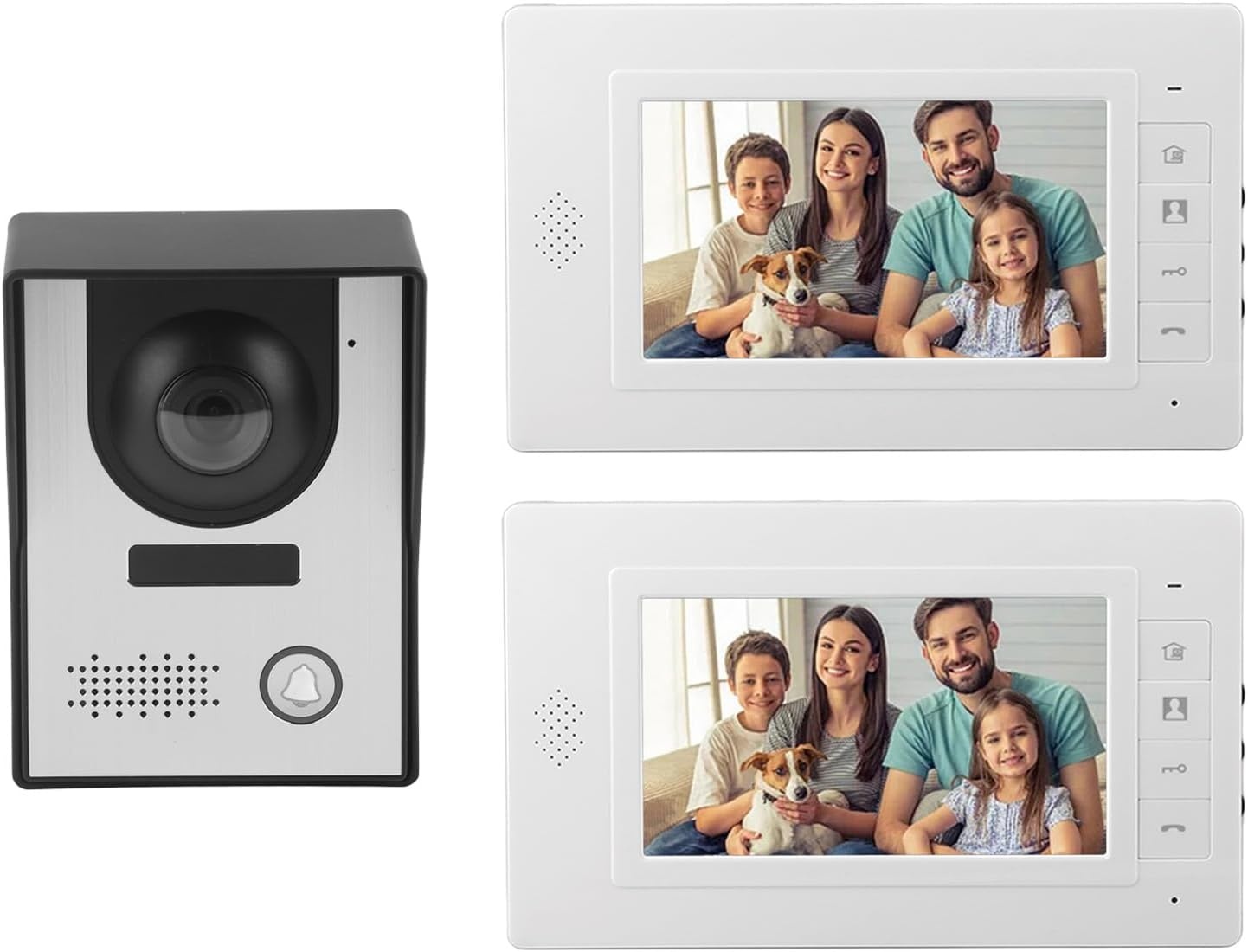Wired Video Intercom Systeem met Dubbele 7" LCD Monitor, Nachtzicht Camera en Deuropener