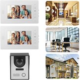 Wired Video Intercom Systeem met Dubbele 7" LCD Monitor, Nachtzicht Camera en Deuropener