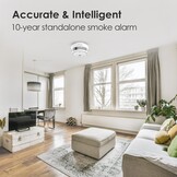 Rookmelder, 10 jaar batterij, rookmelder voor thuis, vuuralarm met dempknop op afstand, grote test-/dempknop, voldoet aan EN14604 (5 stuks)