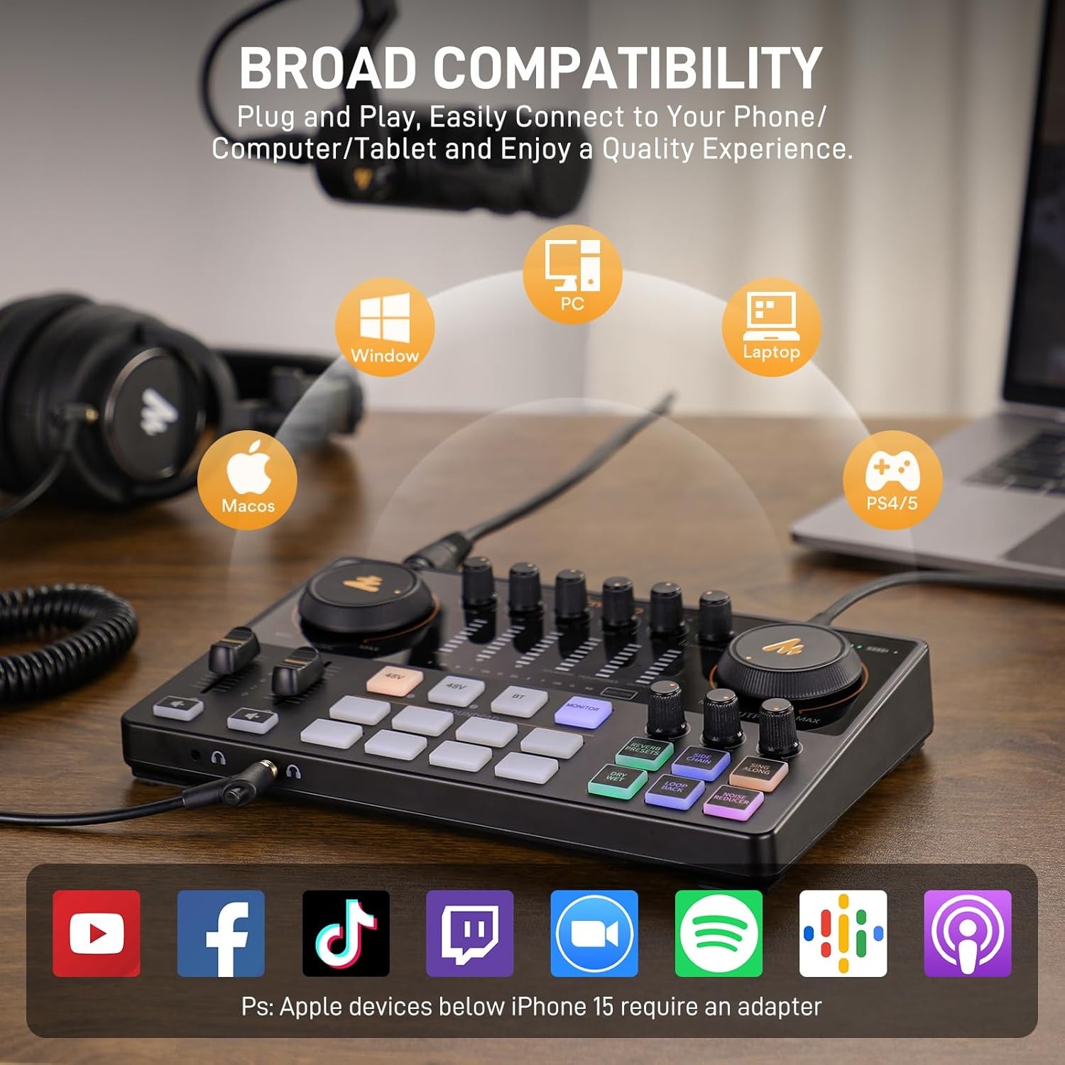 MAONO MaonoCaster E2 Gen2 Podcast Mixer met Audio Interface en Dual XLR