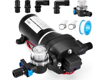 Gedlex 12V Caravan Waterpomp 20.8 LPM met Filter, 40 PSI Werkdruk
