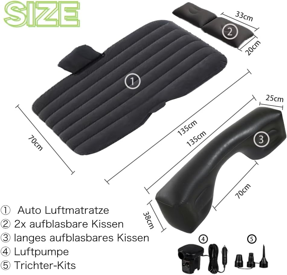 Automatras, matras voor auto, luchtmatras, autobed, luchtmatras, outdoor, camping, reizen