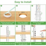 Inschuifbaar tafelstopcontact, 2 USB C PD 20 W, inbouwstopcontact, inschuifbaar, 3-voudig met USB, intrekbaar stopcontact met USB voor werkblad, keuken, kantoor, inbouwstekkerdoos met USB, 1,8 m kabel