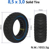 8,5 x 3 massieve banden voor Kugoo G2 Pro elektrische step, 8 1/2 x 3 volledig wiel vervanging 8,5 inch banden voor Kugoo X1 Zero 8/9 VSETT 8/9/9+, 1 stuk, blauw