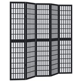 vidaXL Kamerscherm met 5 panelen massief paulowniahout zwart