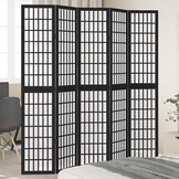 vidaXL Kamerscherm met 5 panelen massief paulowniahout zwart