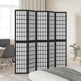 vidaXL Kamerscherm met 5 panelen massief paulowniahout zwart